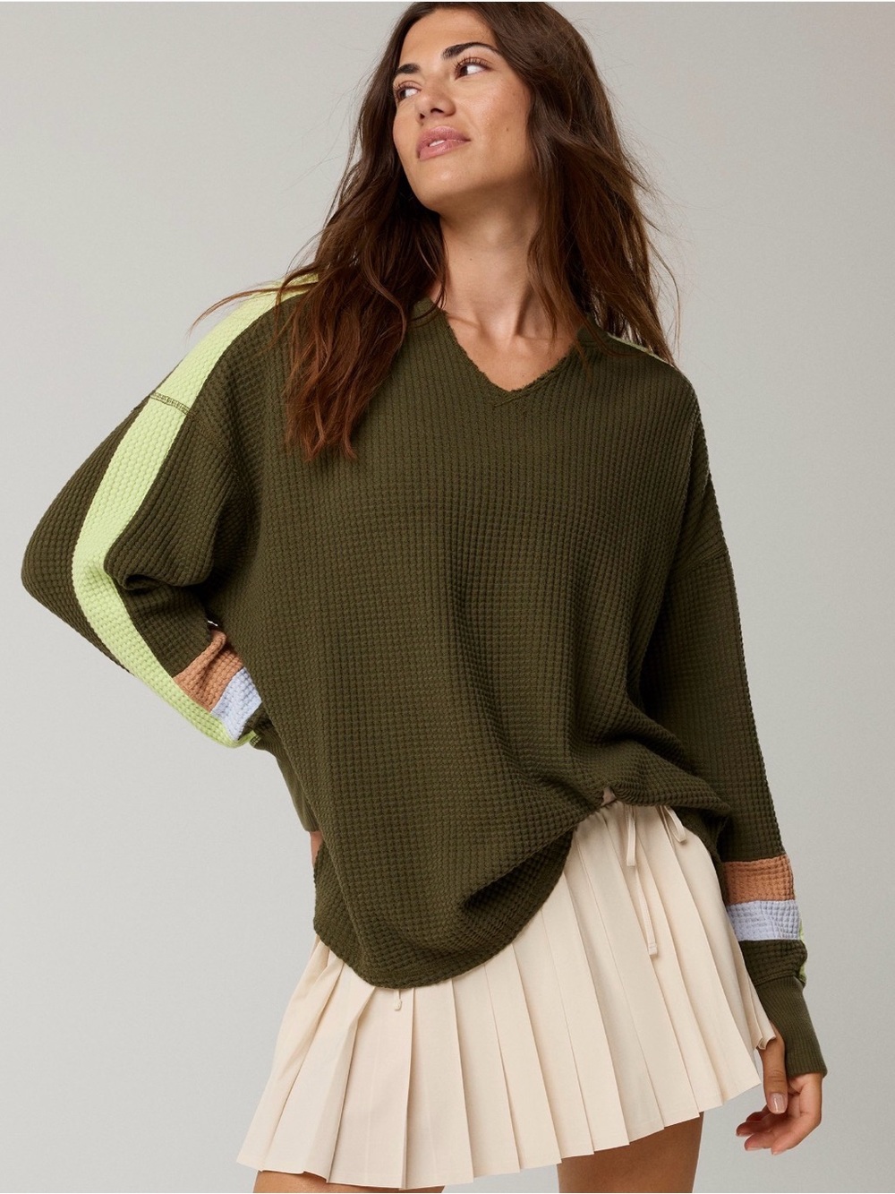 NWOT OFFLINE By Aerie Wow! Waffle Notch Neck Long Sleeve T-Shirt